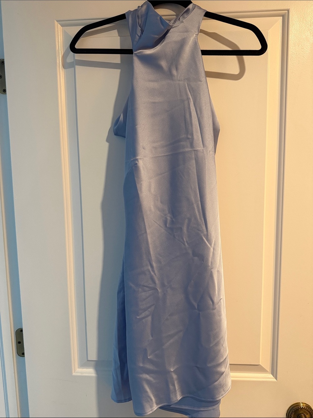 Show Me Your MuMu Light blue Lisa Mini satin backless Halter Dress